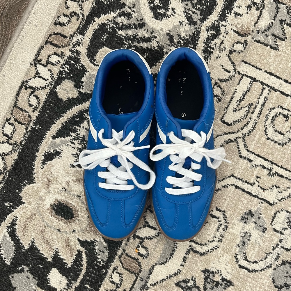 Blue Sneakers with White Laces